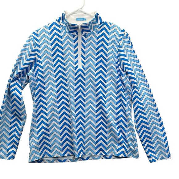 J McLaughlin Quarter Zip Long Sleeve Pullover Top Size XL Blue - Picture 2 of 11